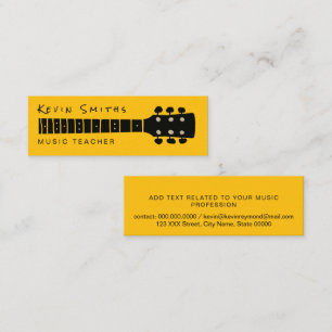 Cool Modern Guitar Music Teacher Yellow/Black Mini Business Card