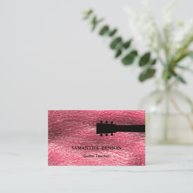 Cool & Modern Guitar Teacher Music Business Card (Standing Front)