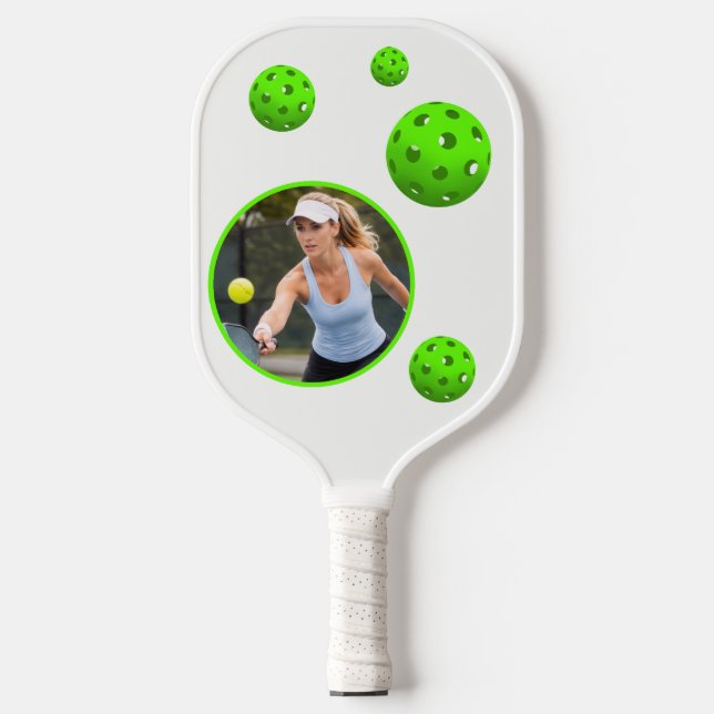 Cool Modern Initial Name Photo Pickleball Paddle (Front)