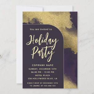 Cool modern minimalist Abstract gold watercolor Invitation