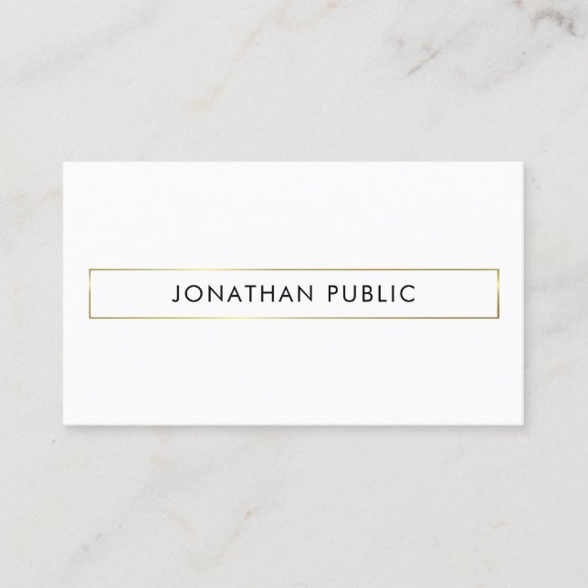 Cool Modern Minimalist Clean Elegant Golden Plain Business Card (Front)