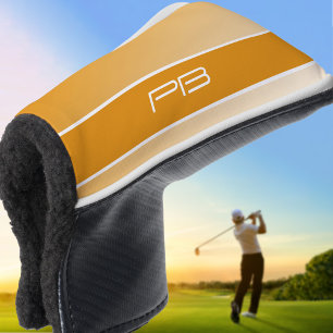 Cool Modern Minimalist Initials Gradient Orange Golf Head Cover