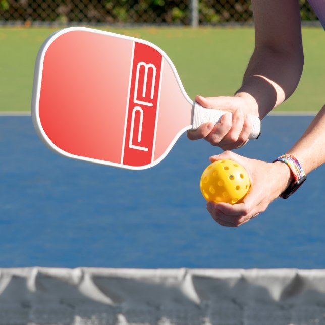 Cool Modern Minimalist Two Initials Gradient Red P Pickleball Paddle (Insitu)