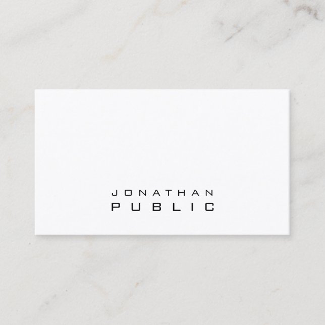 Cool Modern Minimalistic Professional Smart Plain Business Card (Front)