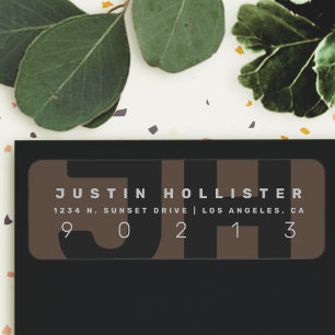 Cool Modern Monogram Dark Greys Return Address L