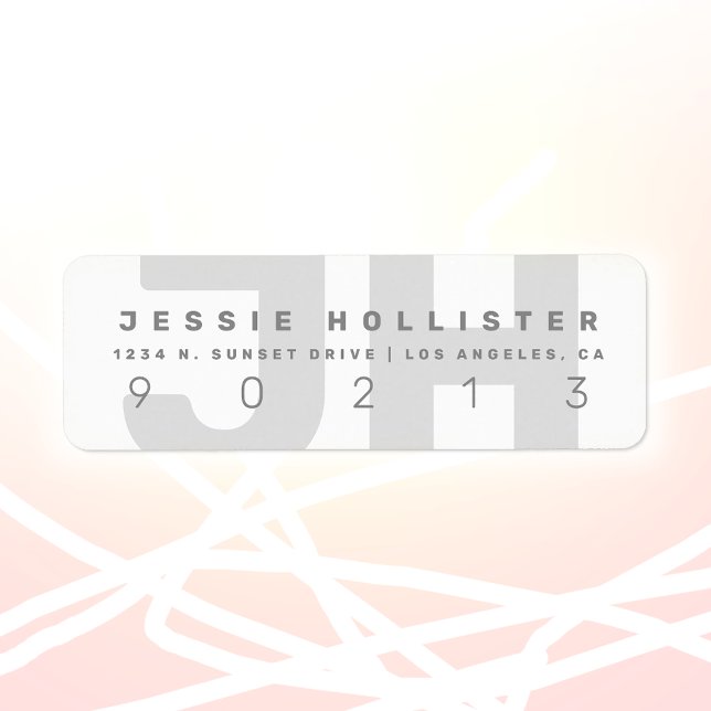 Cool Modern Monogram | Light Greys Return Address (Creator Uploaded)