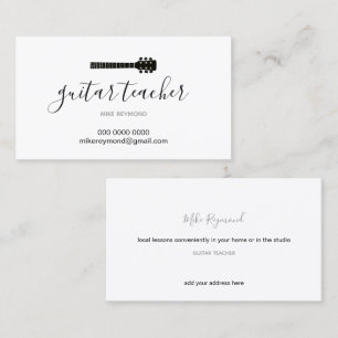 cool modern music teacher . guitar lessons business card