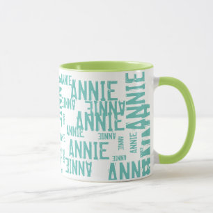 cool & modern name pattern, typography green mug