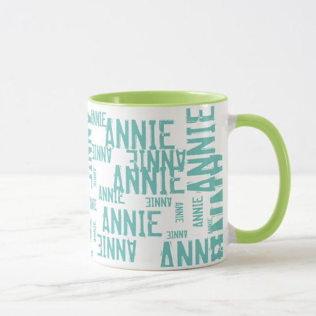 cool & modern name pattern, typography green mug (Right)