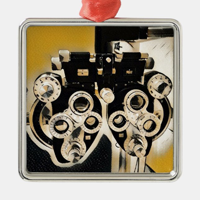 Cool Modern Optometrists Phoroptor Lenses Metal Ornament (Front)