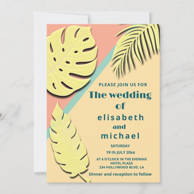 Cool modern pastel summer tropical  invitation (Front)
