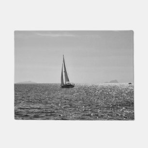 Cool modern photo of sail boat in summer doormat