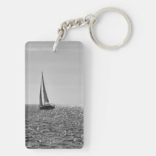 Cool modern photo of sail boat in summer keychain