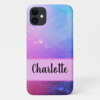 Cool Modern Pink & Blue Galaxy Space Personalized
