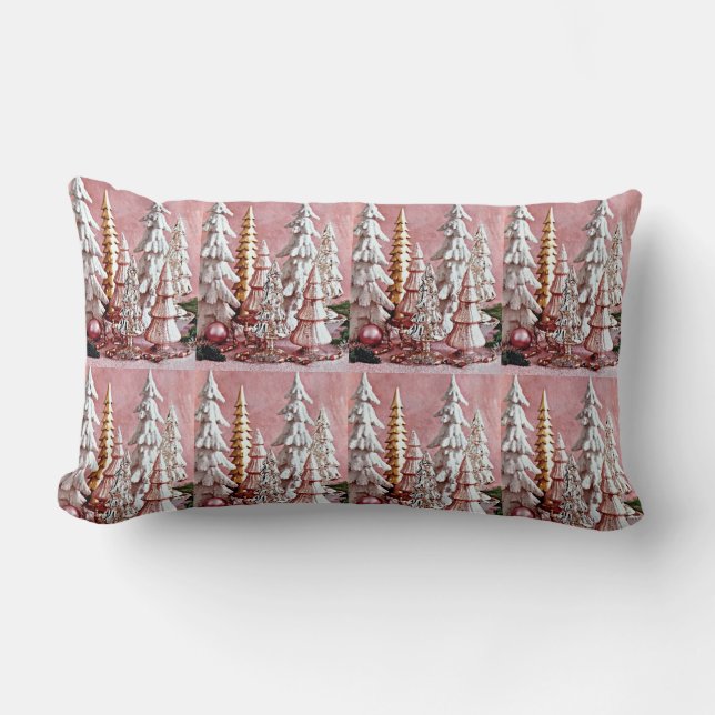 "COOL MODERN PINK CHRISTMAS PILLOW" LUMBAR PILLOW (Front)