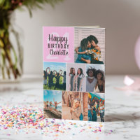 Cool modern pink photos collage grid 21 birthday