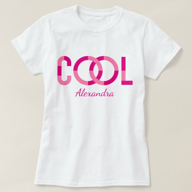 Cool | Modern Pink Typography Name Personalized T-Shirt (Design Front)