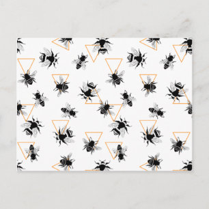 Cool Modern Queen Bees Pattern Postcard