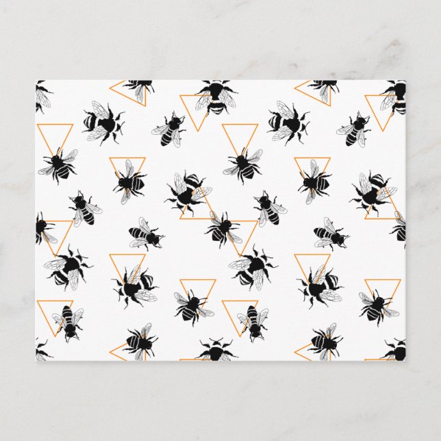 Cool Modern Queen Bees Pattern Postcard (Front)