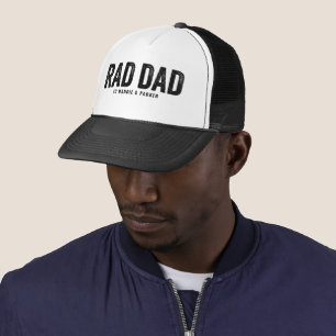 Cool Modern RAD DAD Custom Kid Names Photo Trucker Hat