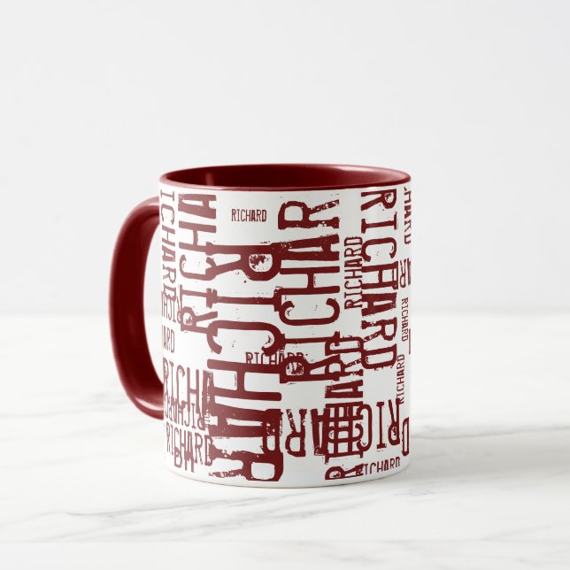 cool & modern red bordeaux name, typography mug (Front Left)