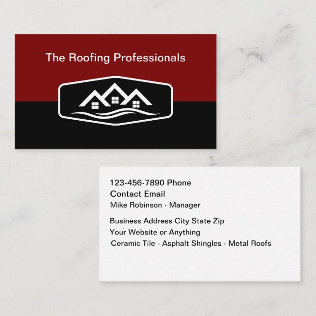 Cool Modern Roofing Service Business Cards (Front/Back)
