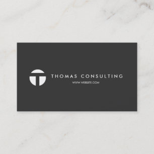Cool Modern Silver Monogram  Black Professional Business Card