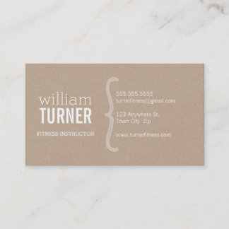 COOL MODERN simple text minimal trendy eco kraft Business Card