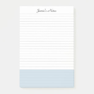 Cool Modern Simple White Colorblock Blue Lined  Post-it Notes