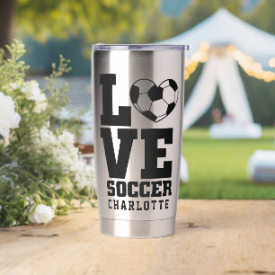 Cool Modern Soccer Love Personalized Name Insulated Tumbler