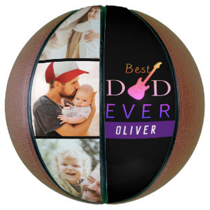 Cool Modern Sports Best Dad Ever Photo Collage Basketball