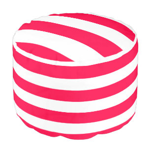 Cool Modern Template Red White Striped Round Pouf