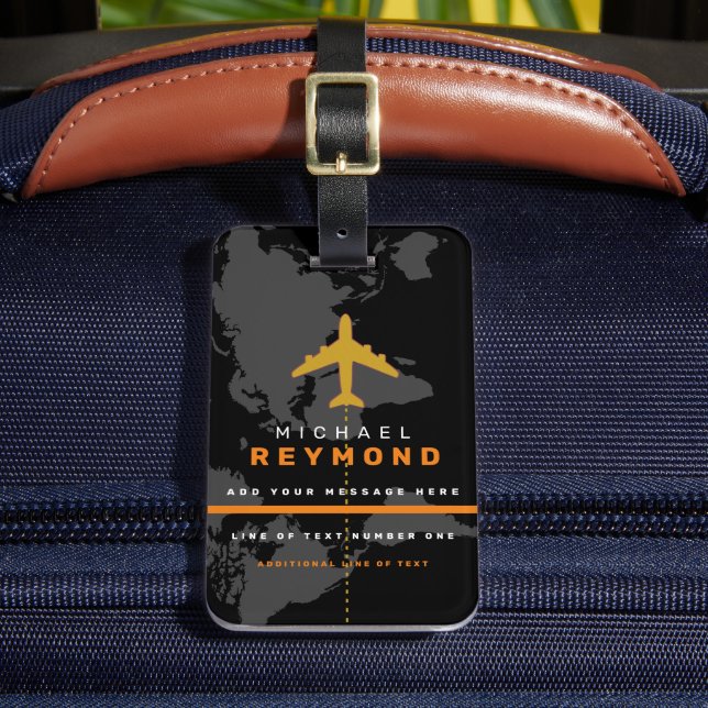 cool modern travel bag tag with custom name (Front Insitu 2)