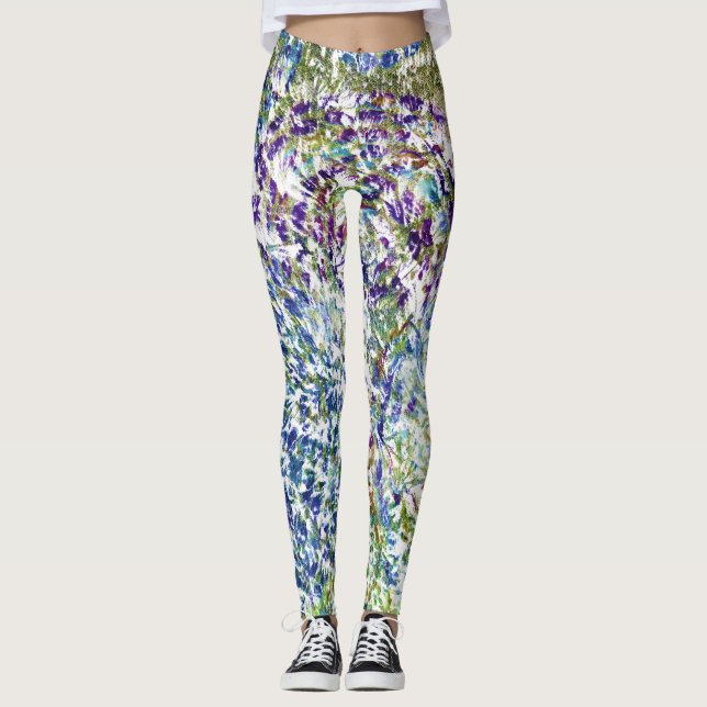 Cool, modern, trendy colourful abstract background leggings (Front)