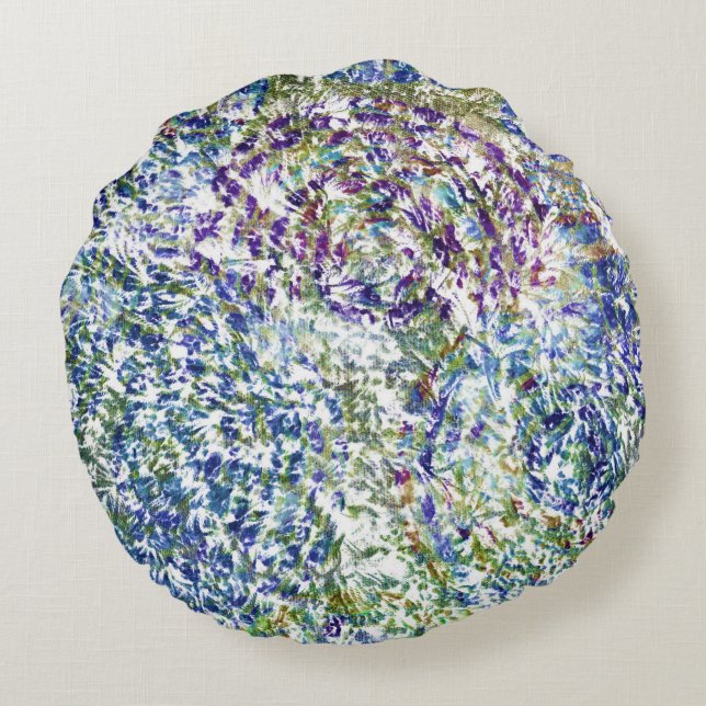 Cool, modern, trendy colourful abstract background round pillow (Back)