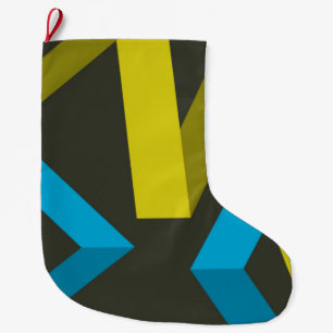 Cool, modern, trendy geometric ways flowing large christmas stocking