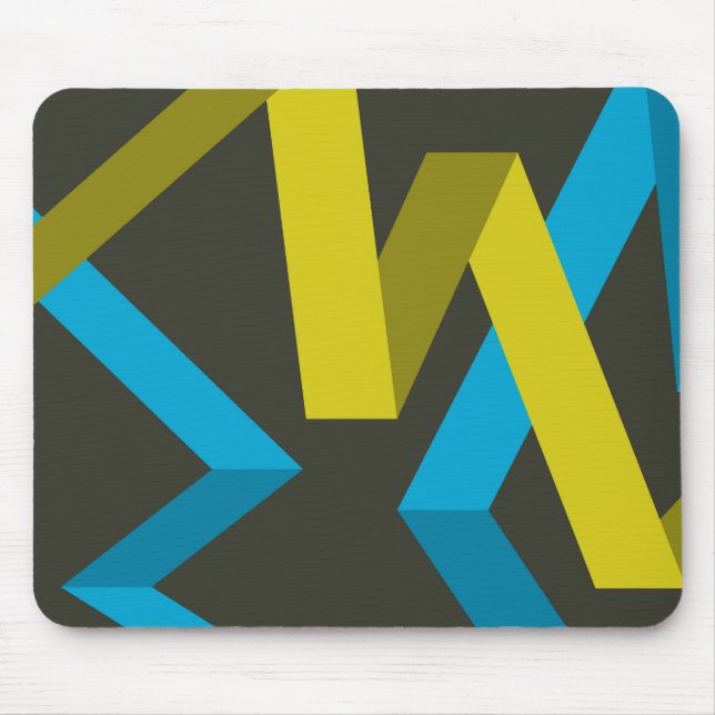 Cool, modern, trendy geometric ways flowing mouse pad (Front)
