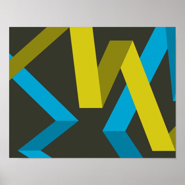 Cool, modern, trendy geometric ways flowing poster (Front)