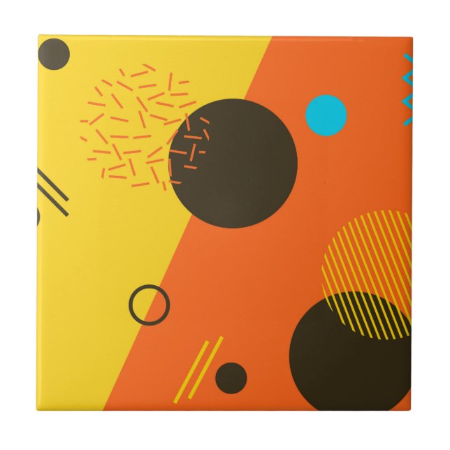 Cool, modern, trendy, urban Memphis illustration Tile (Front)
