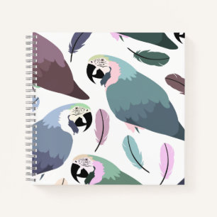 Cool Modern Tropical Parrots Pattern Notebook
