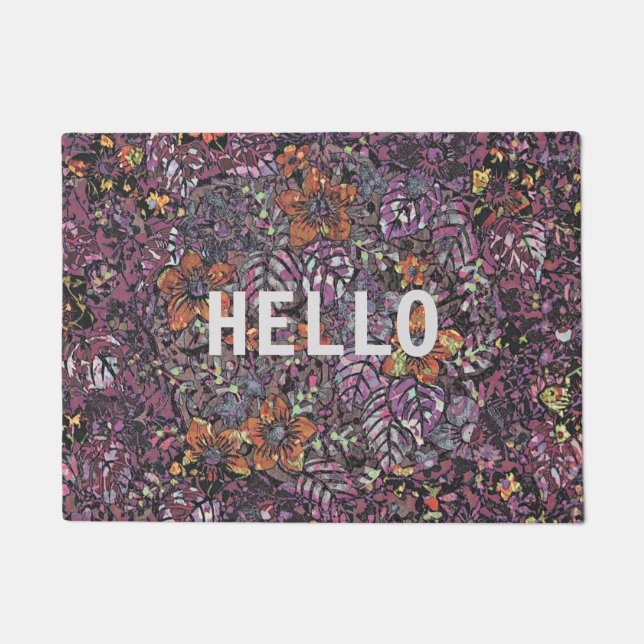 Cool modern unique flowers pattern art doormat (Front)