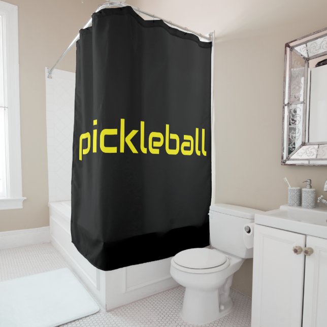 Cool Modern Yellow PICKLEBALL Text On Black (In Situ)