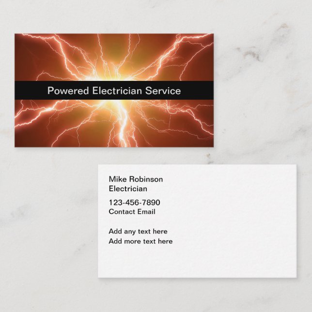 Cool Moderne Electricien Carte de visite (Devant / Derrière)