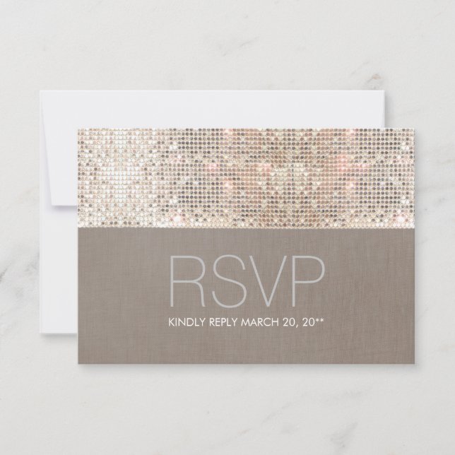 Cool Moderne Faux Séquins Argent RSVP (Devant)