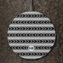 Cool moderne noir blanc Trippy unique Monogramme