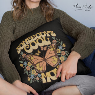 Cool Mom Butterfly Wild Flower Vintage Retro Throw Pillow