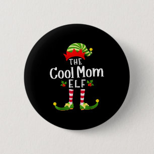 Cool Mom Christmas Elf Matching Pajama X-mas Party 2 Inch Round Button