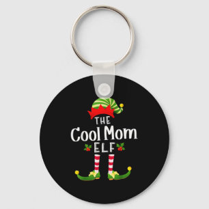 Cool Mom Christmas Elf Matching Pajama X-mas Party Keychain