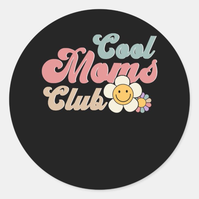 Cool Mom Club Groovy Retro Flower Mother's Day Ret Classic Round Sticker (Front)