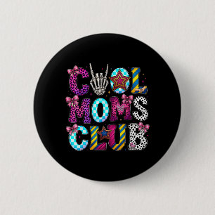 Cool Mom Club Retro Leopard Disco Hand Fun Humour 2 Inch Round Button